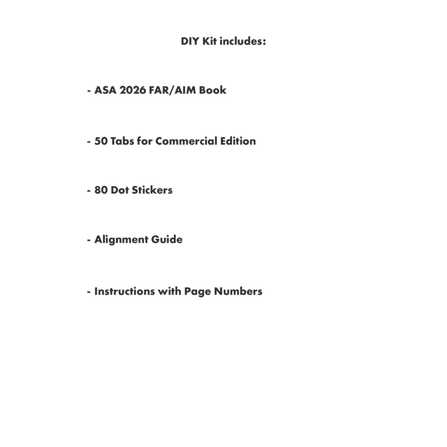DIY Kit 2026 ASA FAR/AIM Book + 50 Tabs for Commercial Rating - Commercial Kit