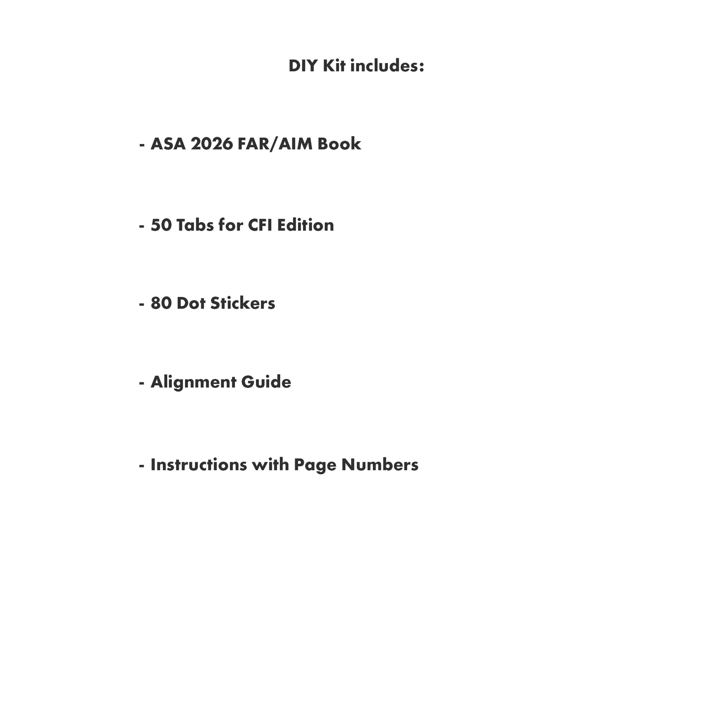 DIY Kit 2026 ASA FAR/AIM Book + 75 Tabs for Certified Flight Instructor - CFI Kit