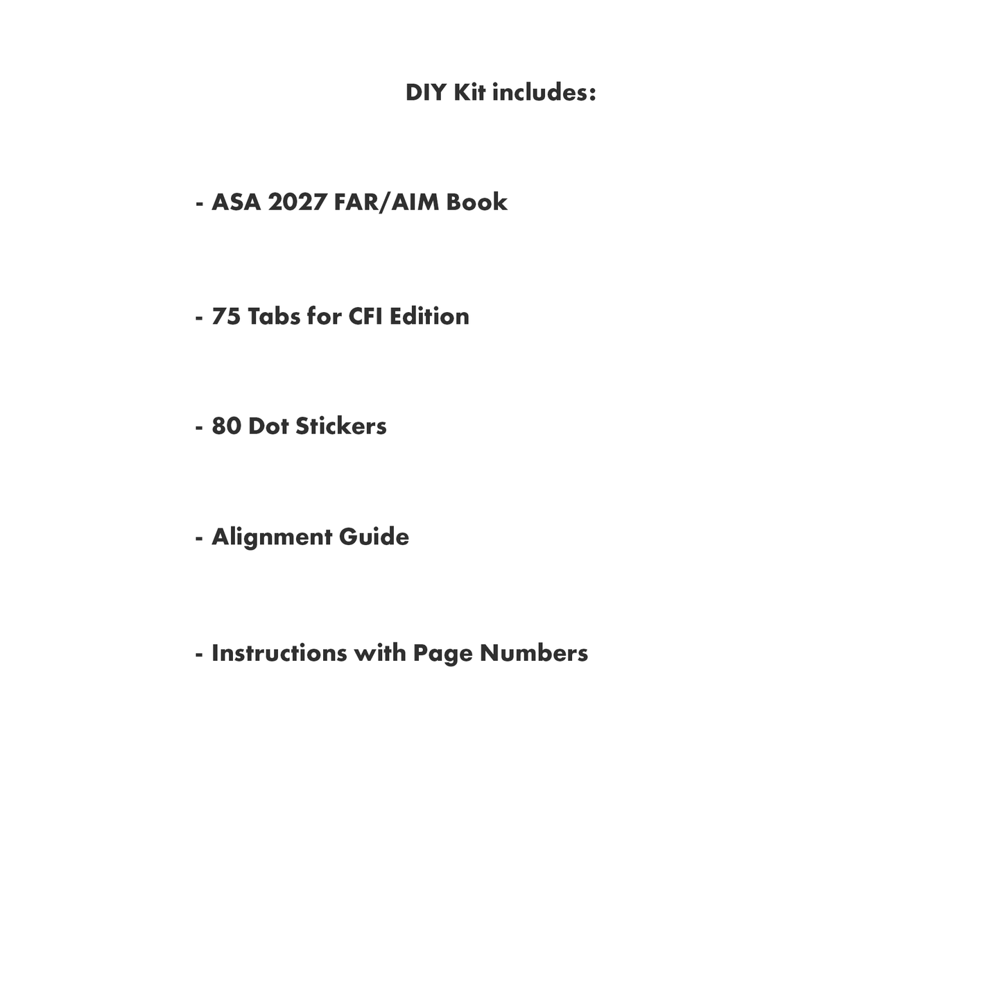 DIY Kit 2027 ASA FAR/AIM Book + 75 Tabs for Certified Flight Instructor - CFI Kit