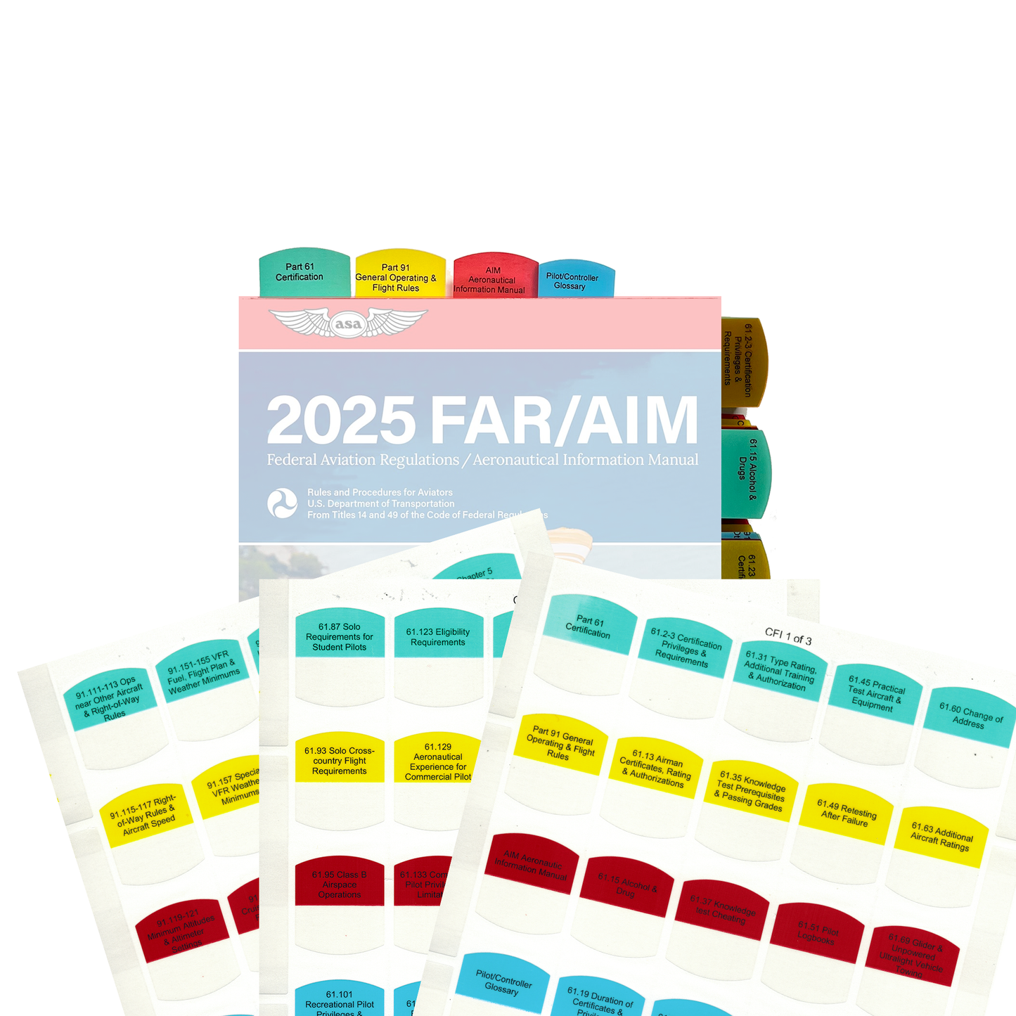 Tabs for FAR/AIM 2025/2024 for Certified Flight Instructor - CFI - 75 tabs