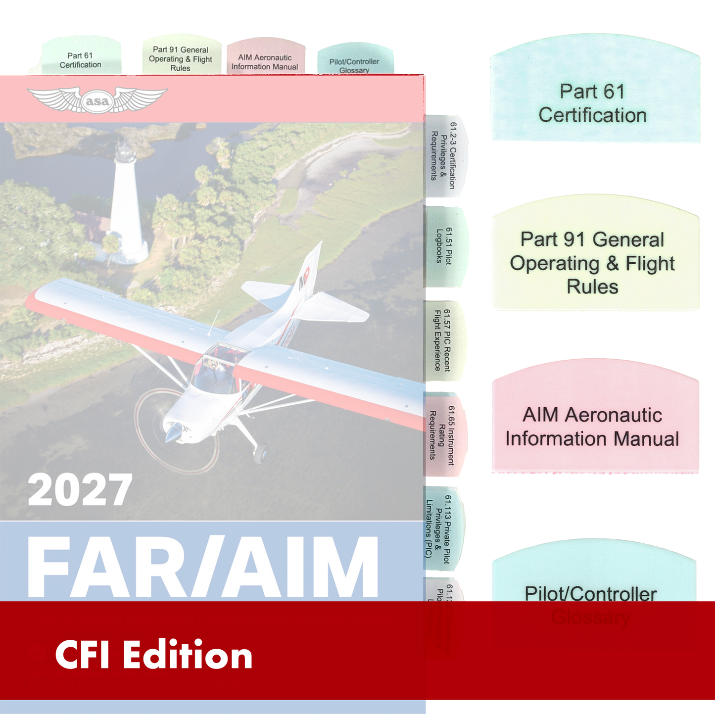 Tabs for FAR/AIM 2027/2026 for Certified Flight Instructor - CFI - 75 tabs