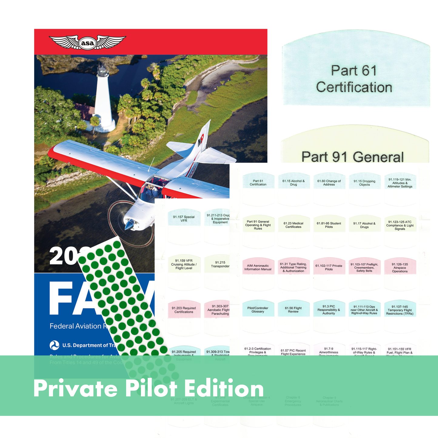 DIY Kit 2027 ASA FAR/AIM Book + 50 Tabs for Private Pilot License - VFR Kit