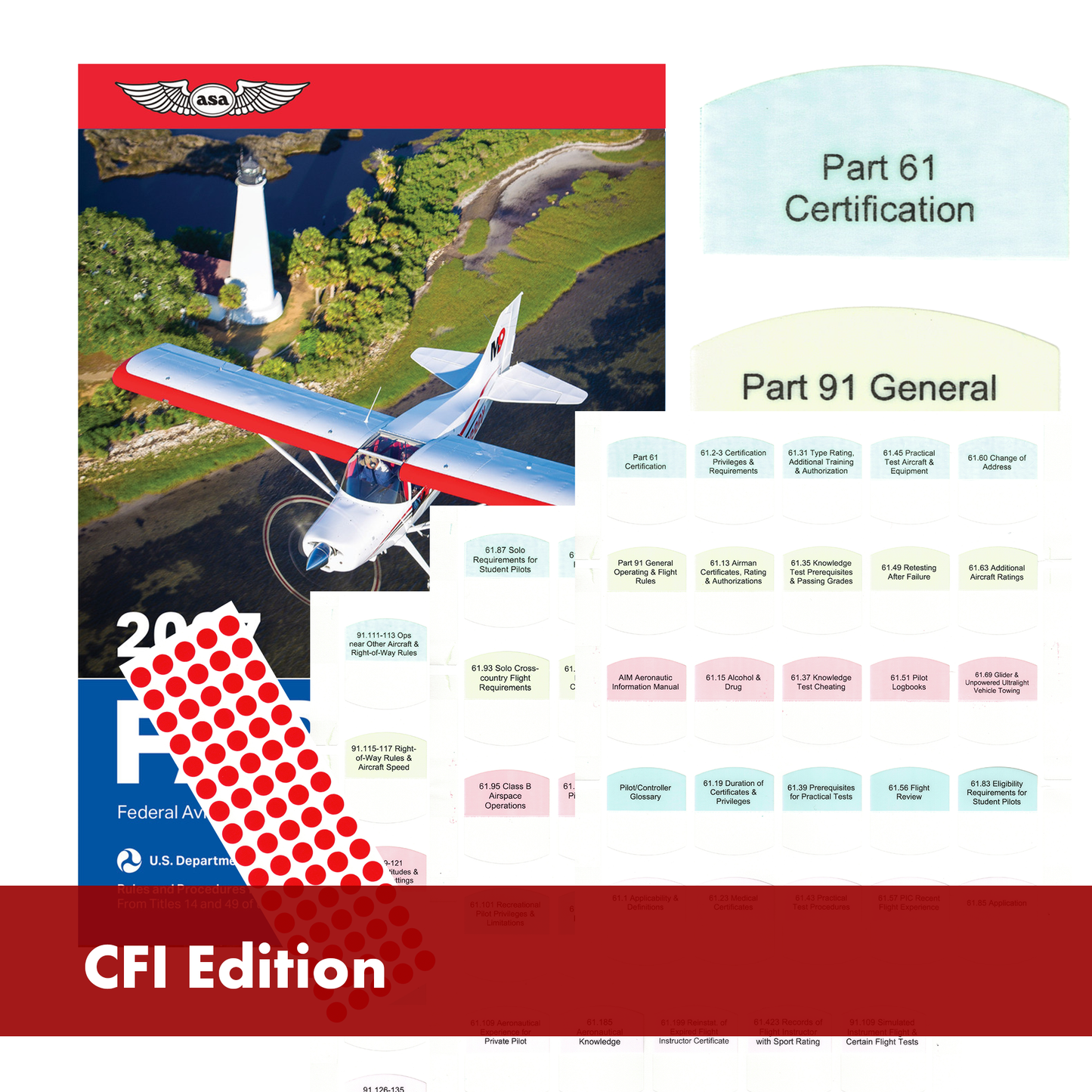 DIY Kit 2027 ASA FAR/AIM Book + 75 Tabs for Certified Flight Instructor - CFI Kit