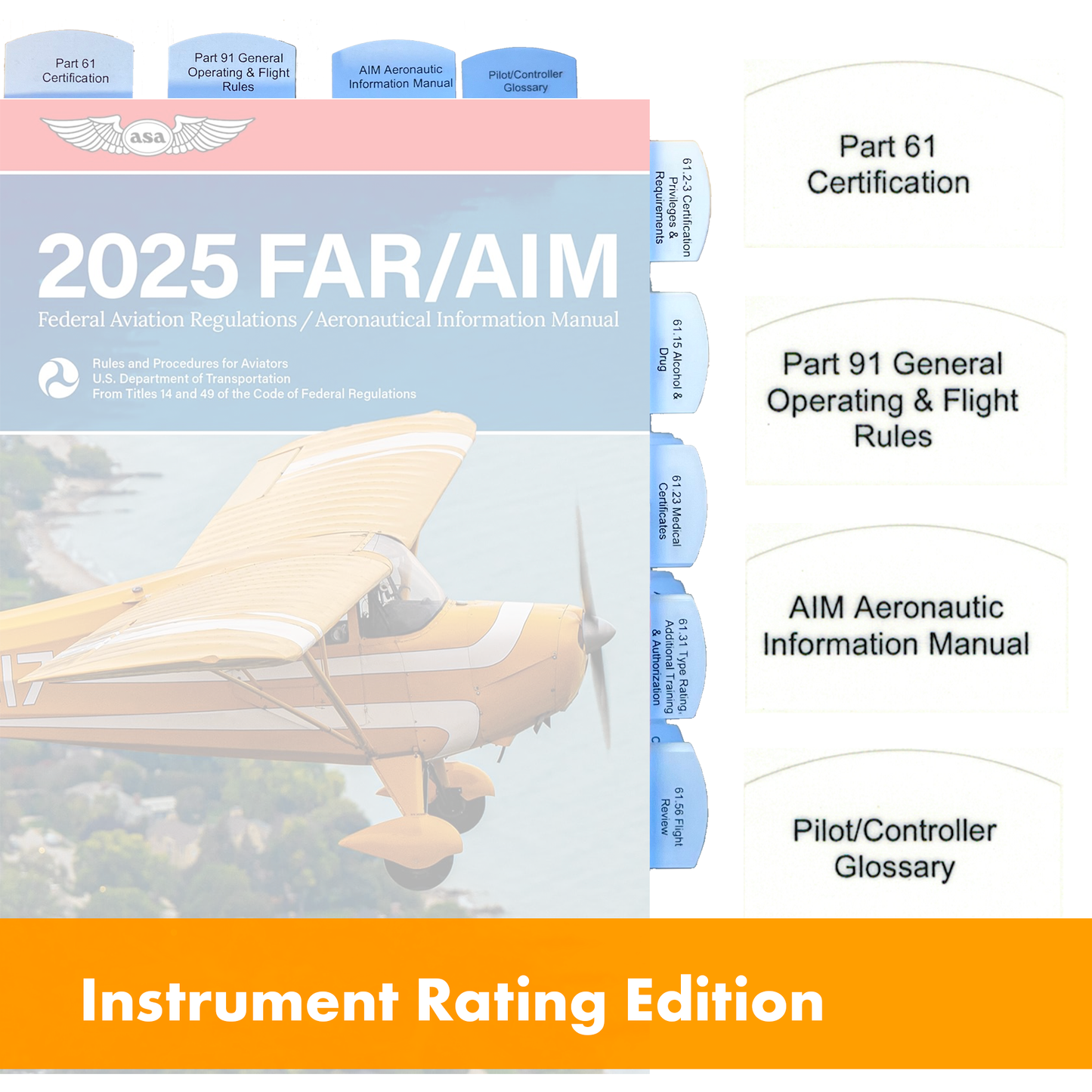 Tabs for FAR/AIM 2025/2024 for Instrument Flight Rules - IFR - 50 tabs