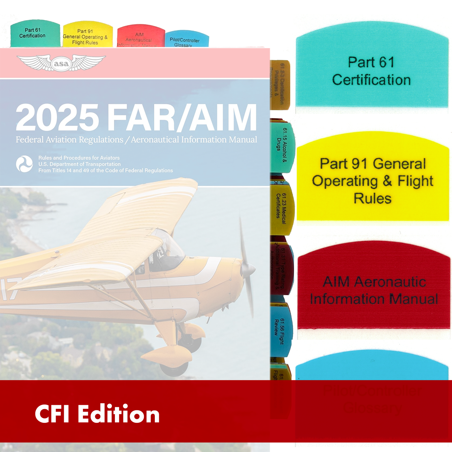 Tabs for FAR/AIM 2025/2024 for Certified Flight Instructor - CFI - 75 tabs