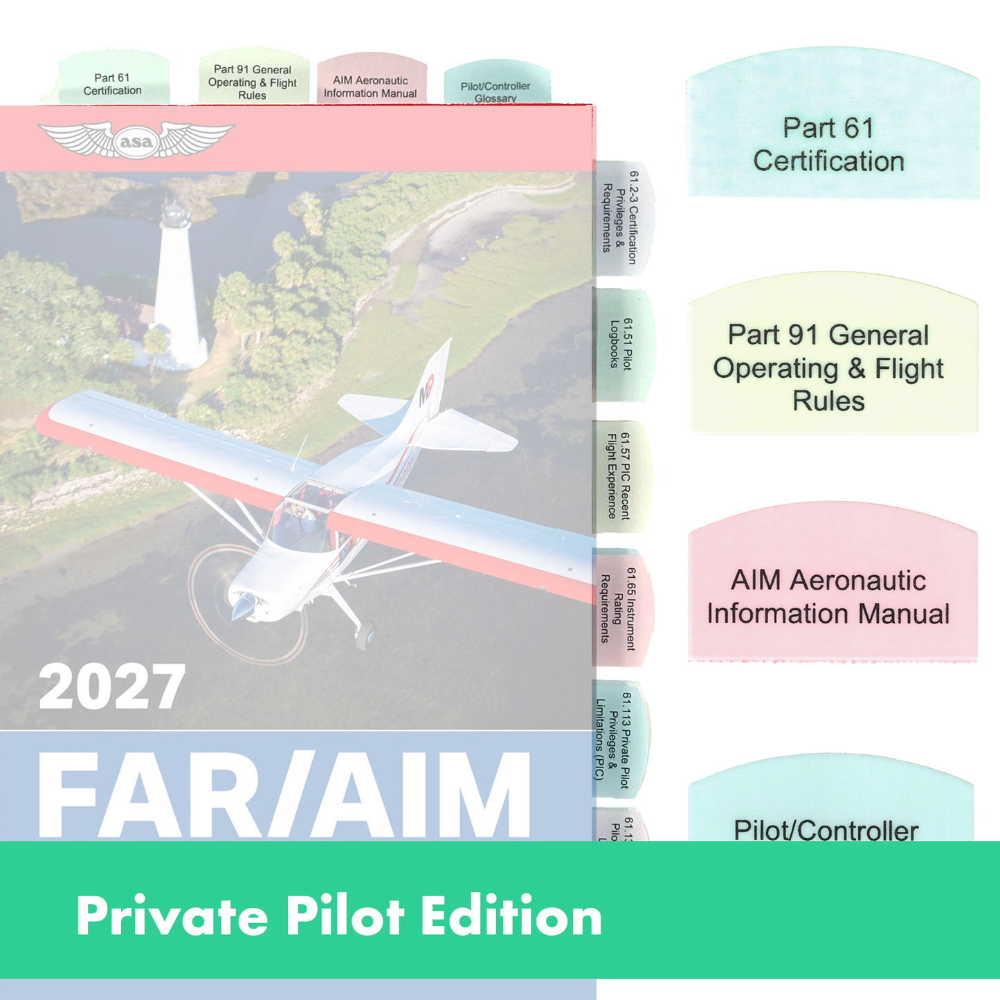 Tabs for FAR/AIM 2027/2026 for Private Pilot License - VFR - 50 tabs