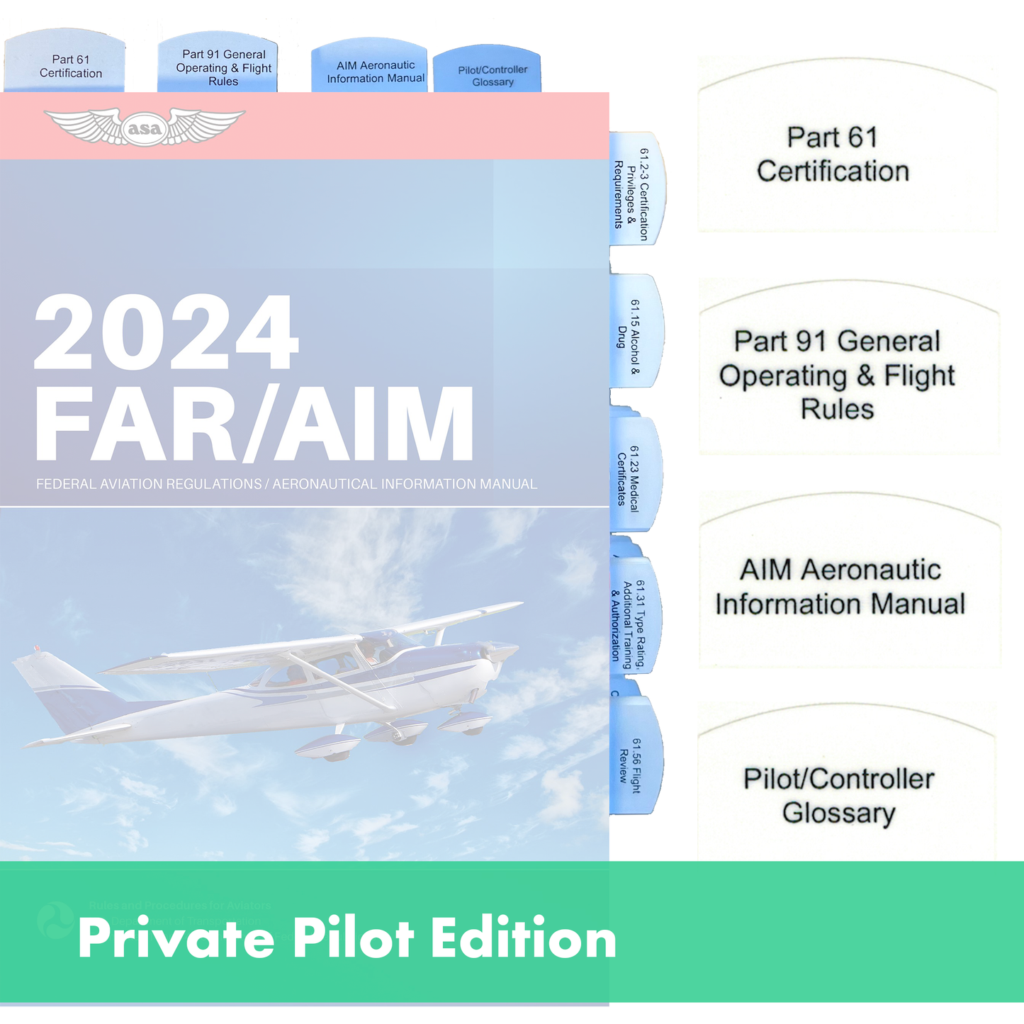 Tabs for FAR/AIM 2025/2024 for Private Pilot License - VFR - 50 tabs